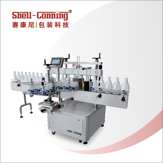 扁形 方形 錐形瓶雙側面貼標 不干膠自動貼標 廣州設備廠家