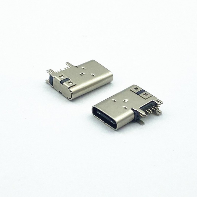 TYPE-C母座側插14P四腳插板 不墊高