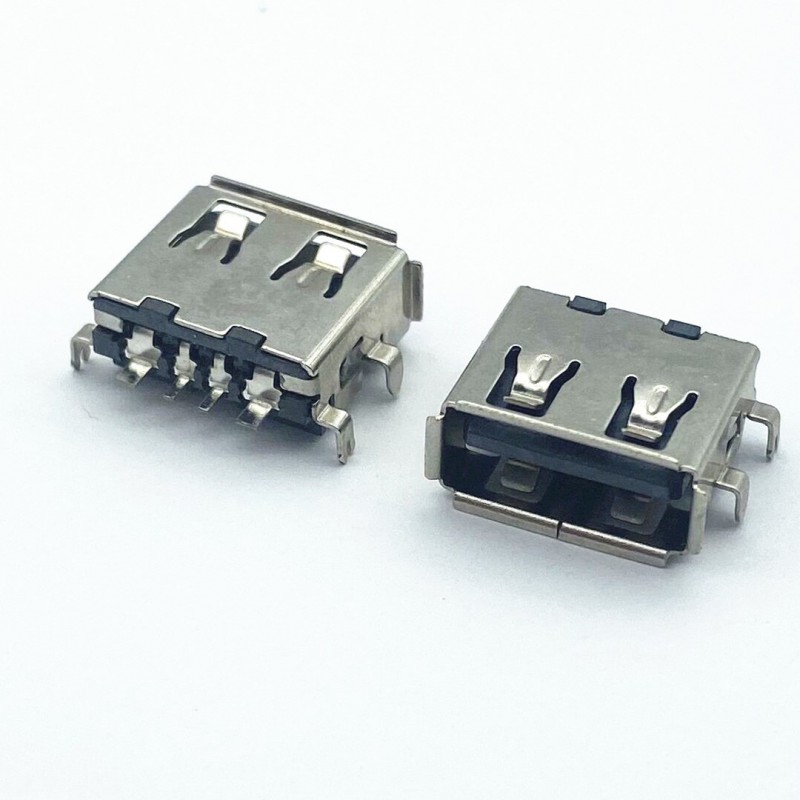 USB大電流母座沉板 四腳插板 卷邊帶彈片