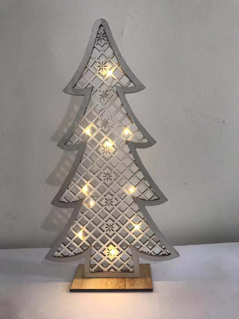 廠家現貨圣誕樹裝飾品雕刻木質圣誕禮品